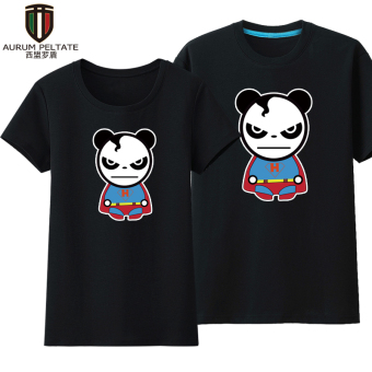 Gambar Versi Korea dari pecinta kapas longgar t shirt (Kekerasan beruang Superman pakaian hitam T)