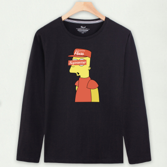 Gambar Versi Korea dari pria katun pria musim gugur lengan panjang t shirt (Hitam Simpson penutup mata)