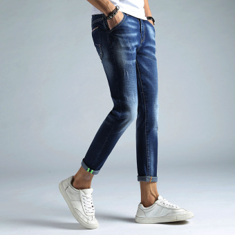 ... Jeans Wanita Kaki Kacil Pinggiran Digulung Celana Pensil. Source · (Abu- abu terang. Source · Gambar Versi Korea dari stretch .