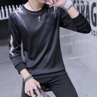 Harga Versi Korea Pria Musim Semi dan Musim Gugur pencetakan sweater t
shirt (7405 hitam) Online Murah