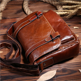 Vintage Genuine Crazy Horse Leather Men's Messenger Bag Shoulder Bag Cross Body Bag - Intl September 2019 - 2 Vintage genuine crazy horse leather Men's messenger bag shoulder bag cross body bag - intl - 2