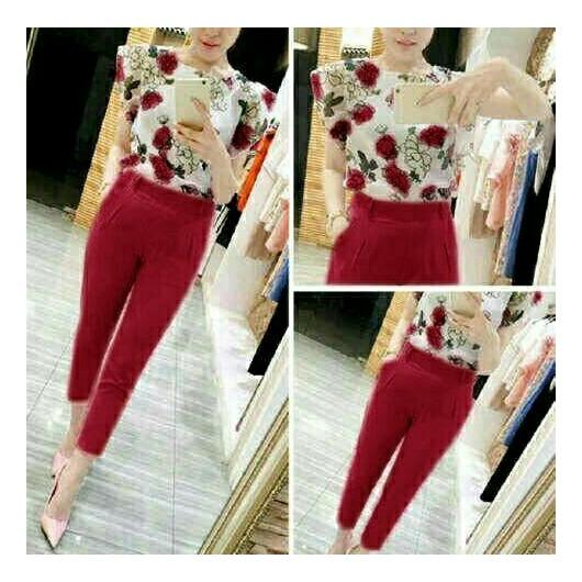 [vlyapriskila] LL SETELAN FLOW 2IN1 SET /Fashion wanita Atasan Blouse Celana