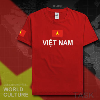 Gambar VN katun kasual seragam laki laki kemeja t shirt (Lengan pendek merah)