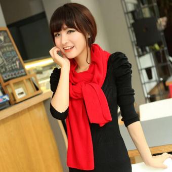 Vococal Wanita Modis Musim Dingin Wol Merajut Syal Selendang HangatInfinity Merah-Intl .