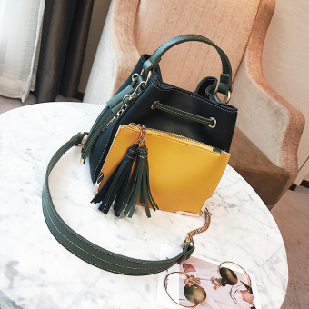 Wanita Eropa dan Amerika baru Messenger Bag rumbai tas (Hitam)