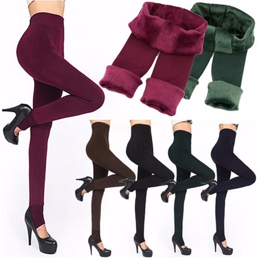 Legging Source · Wanita Solid Musim Dingin Tebal Hangat Fleece Dilapisi Celana Peregangan .
