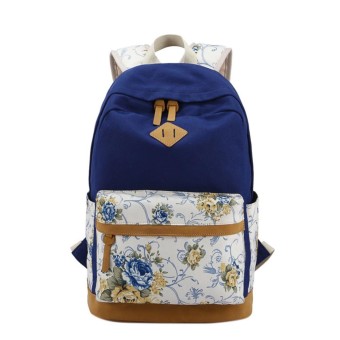 Wanita Bercetak Bunga Tas Punggung Kanvas Siswa Gaya Korea Tas Sekolah Gadis Rekreasi Travel Rucksack Warna