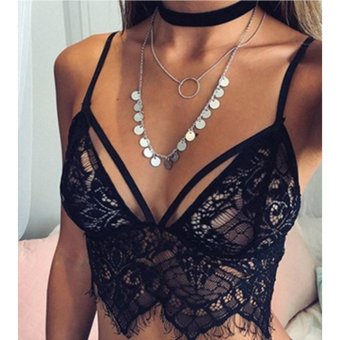 Women's Lace Floral Bralette Bralet Bra Bustier Crop Top UnpaddedBra Black - Intl November 2019 - 2 Women's Lace Floral Bralette Bralet Bra Bustier Crop Top UnpaddedBra Black - intl - 2
