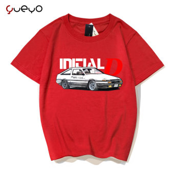 Gambar Wyatt tur AE86 pasang laki laki dicetak lengan pendek t shirt (Initiald sketsa 86 merah)