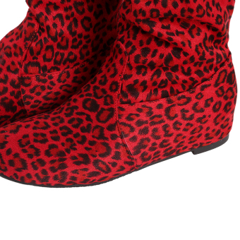 YingWei Women Winter Boots Leopard Anti-Skidding Inner HeightenFlat Bottom High Knee Long Boots Red Juni 2018 - 5 YingWei Women Winter Boots Leopard Anti-Skidding Inner HeightenFlat Bottom High Knee Long Boots Red - 5
