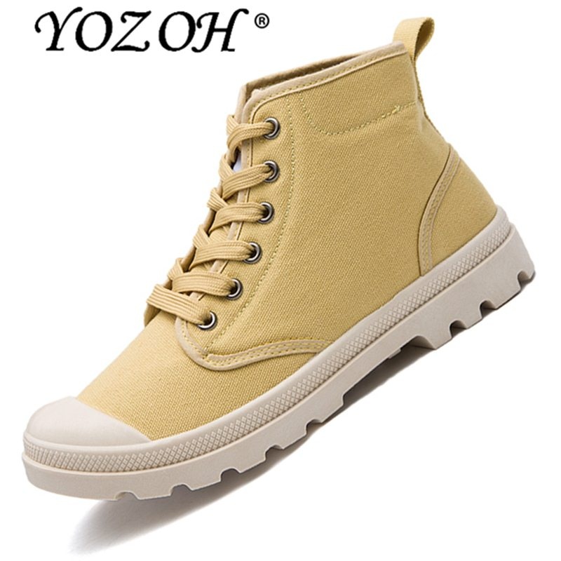 YOZOH Pria Musim Dingin Asli Kulit Sepatu Bot Pria Taktis Kerja Combat Hunting Military Boots Suede Jahitan Kanvas Ukuran 39 -44