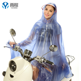 Yucheng transparan Dewasa perempuan penuh besar ponco jas hujan (Tanpa lengan Ukuran Plus penuh topi