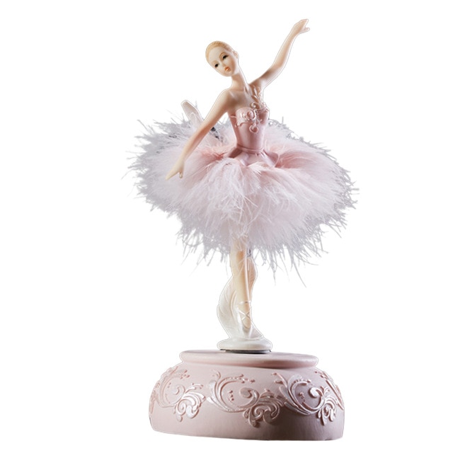 สีชมพู Ballerina กล่องดนตรีสีขาวสาวบัลเล่ต์กล่องดนตรีหมุนกล่องดนตรีกระโปรงขนนก Carousel 3d กล่องกล่องดนตรีสำหรับสาวของขวัญน่ารัก