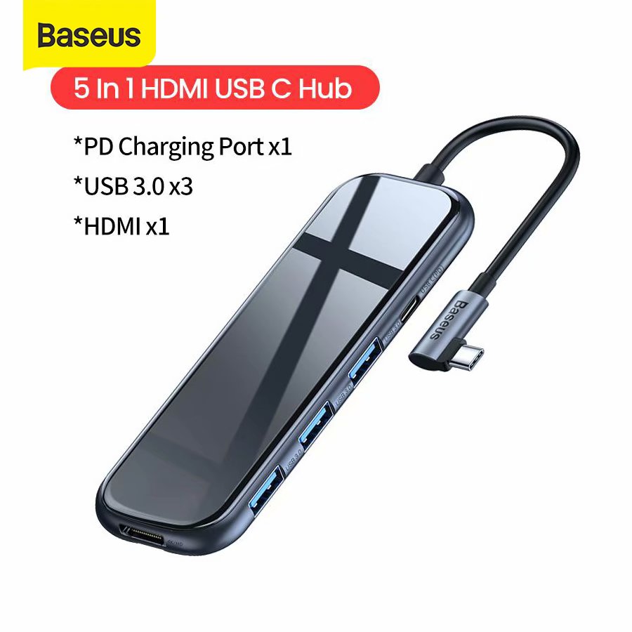 Baseusอะแดปเตอร์แปลงUSB Type Cเป็นHDMI RJ45,อะแดปเตอร์ไฟฟ้าMulti USB 3.0 USB USB3.0สำหรับMacBook Pro Airแท่น3พอร์ตตัวแยกUSB HUBเป็นHDMI RJ45อุปกรณ์เสริมคอมพิวเตอร์Hab