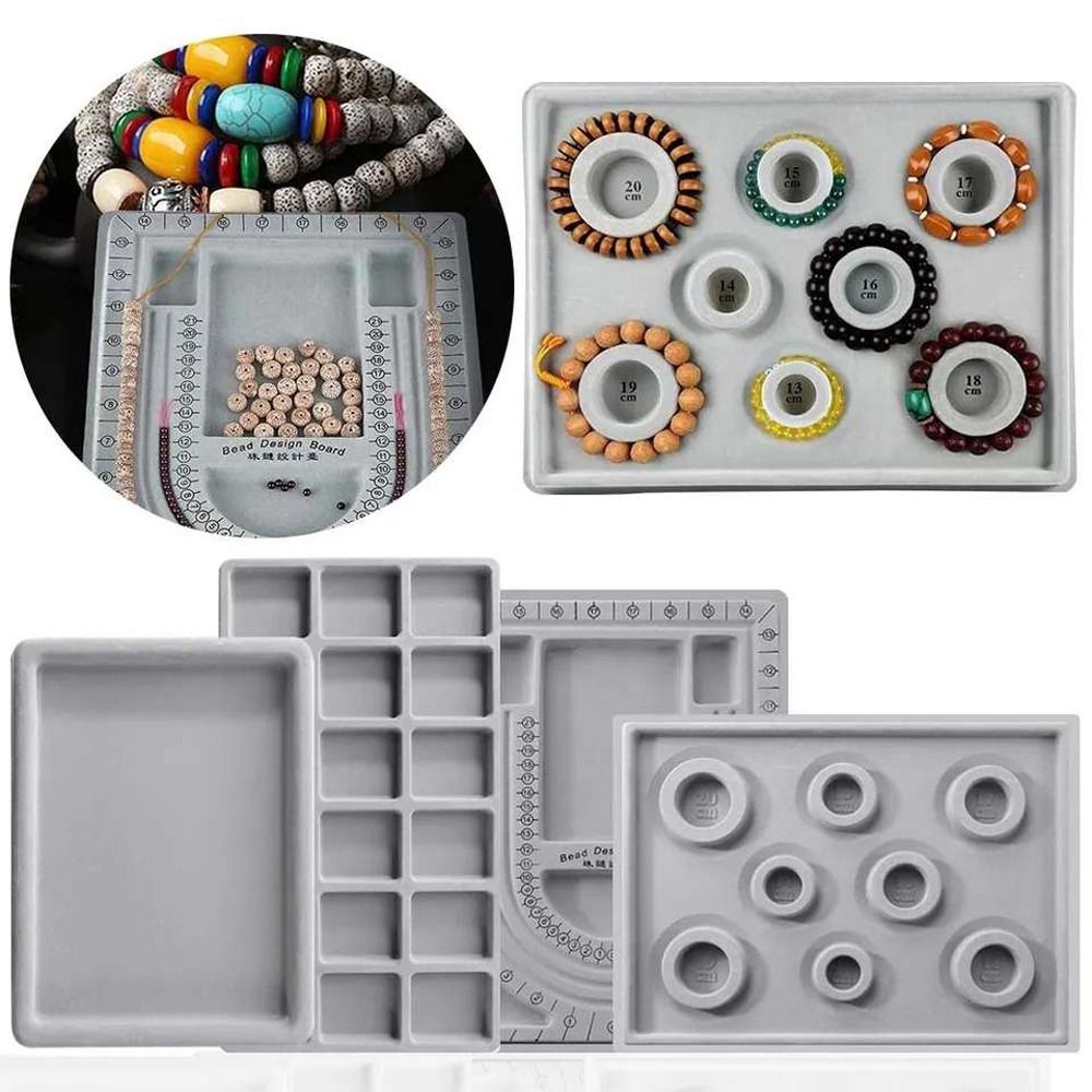 1Pcs Gray Flocked Bead Board For DIY Bracelet Necklace Beading Jewelry  Making Organizer Tray Beads Crafts Design Plate Measuring Tool Supplies  Accessories