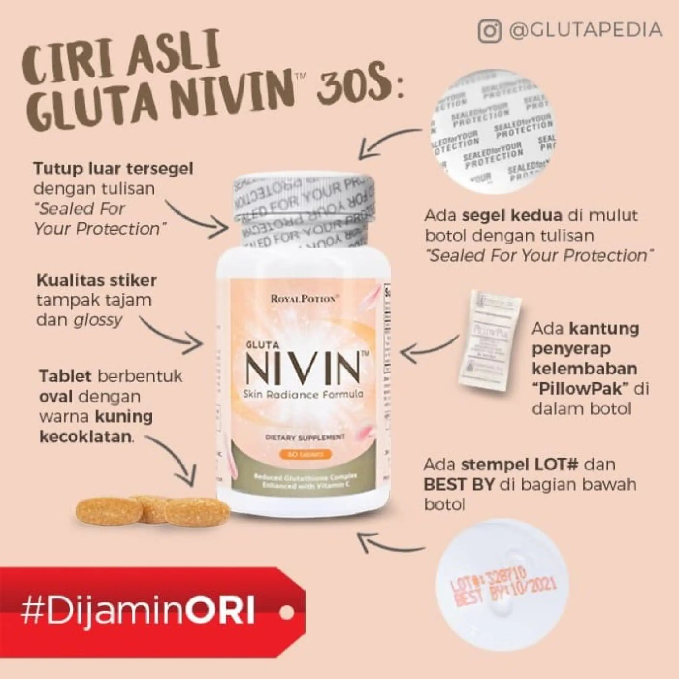 Nivin Glutathione Obat Vitamin Suplemen Pemutih Kulit Alami Terbaik Lazada Indonesia