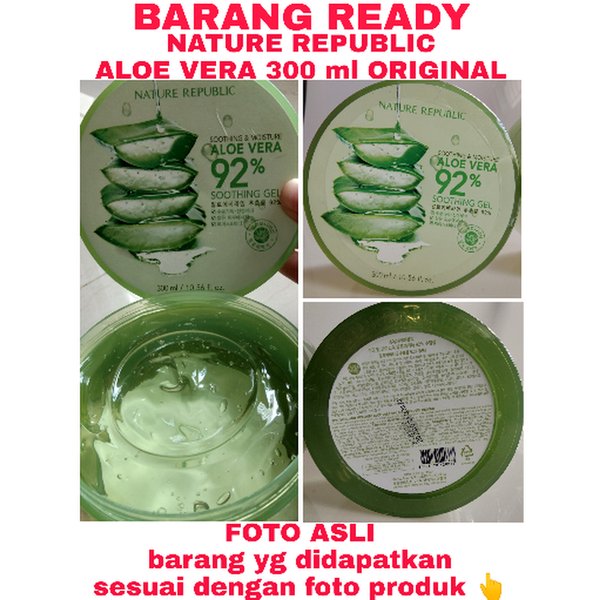 Nature Republic Aloe Vera Original 100 Asli 92 Soothing Gel 300ml Dijamin Asli Nature Republic Aloe Vera Original 100 Kore Nature Republic Official Store Pelembab Wajah Aloe Vera Nature Republic Original