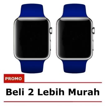 Gambar 1 Pasang Jam Tangan LED   Jam Tangan Couple Pria dan Wanita   Strap Karet   Biru   Apple_BlueSilver [ 2 Pcs ]