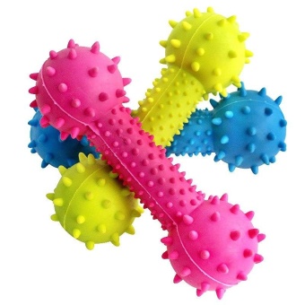 Gambar 1 Pcs Pet Toy Barbed Barbell Shape Non Toxic Soft Rubber Random Color Chew Toy   intl