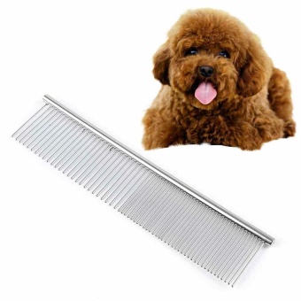 Gambar 1 Pcs Stainless Steel Pet Grooming Comb Cats Dogs 19*3.6cm BrushDouble teeth   intl