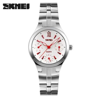 [100% Genuine] Skmei 9132 Women Water Resistant Watch Stainless Steel Quartz Watches 30m Lady Wrist Watches - Red  