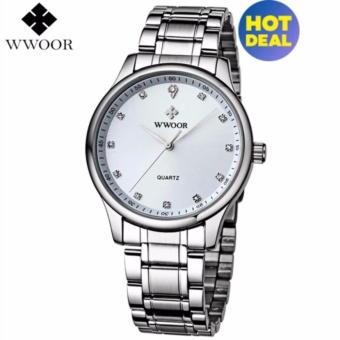[100% Genuine]WWOOR Men's Watches Top Brand Luxury Stainless Steel Analog Quartz Watch Men's Casual Waterproof Black Male Watch 8012 - intl  
