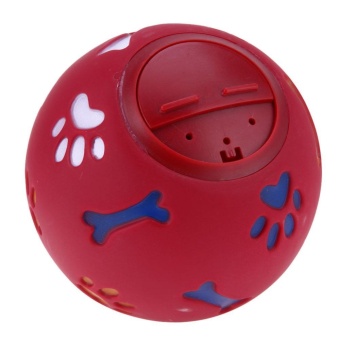 Gambar 1pc Pet Dog Cat Treat Trainning Chew Sound Food Dispenser Giggle Ball(Red) 7.5CM   intl