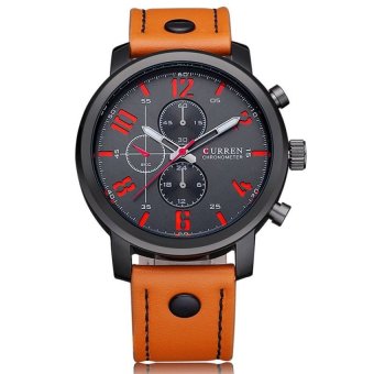 2016 men Casual Watches Brand Luxury Leather Men Military WristWatches Men Sports Quartz-Watch (Brown) - intl  