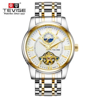 2017 TEVISE tourbillon Automatic Mechanical Watches Men Self Wind Luxury Moon Phase Full Steel Luminous Wristwatches Relogio Men T805D - intl  