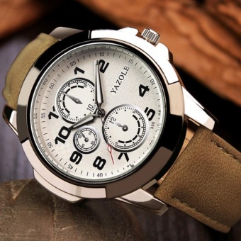 350 6-pin Three-car Racing Men's Sports Watch Quartz Watch Creative Watch-white-brown - intl  