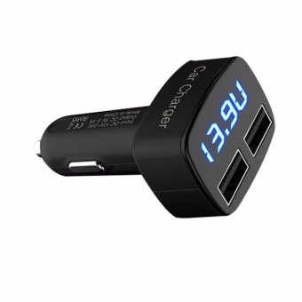 Gambar 4 in 1 Car Charger   Car Ampere, Voltage Meter, Temperature, USB Charge Current   LED BLUE