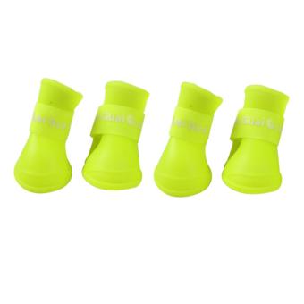 4x Pet Dog Waterproof Boots Rubber Rain Shoes colorFluorescentYellow sizeS - intl