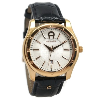 Gambar Aigner Jam Tangan Pria Hitam Rosegold Leather Strap A32189C Lazio II