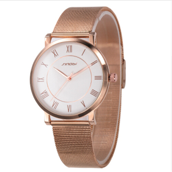 aiweiyi SINOBI Brand Fashion Rose Gold Watch Women Men Metal Mesh Quartz-Watch Roman Numerals Watches Lovers Waterproof Watch Clock Hour - intl  