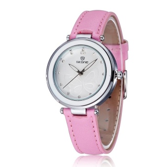 aiweiyi SKONE Rhinestone Hours Marker Fashion Watches Women Brand Analog Quartz-watch Ladies Leather Watch Shock Resistant relojes mujer (Pink)  