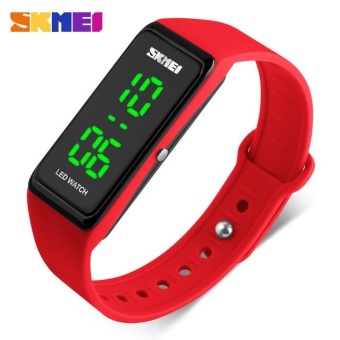 AJKOY-SKMEI 1265 Women Sports Watches Girls Simple Design LED Watch Ladies Digital Wristwatches 30M Water Resistant Red - intl  