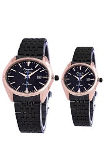 Alexandre Christie -Jam Tangan Couple - Black Rosegold -Stainless Steel - AC 8403CPRG