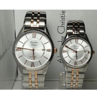 Alexandre Christie- Jam Tangan Couple-Stainless Steel-Silver Gold-AC8525CSGD  