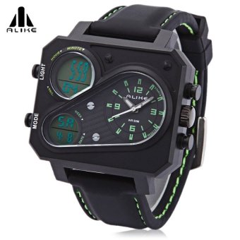 ALIKE AK16119 Men Digital Dual Movt Quartz Military Watch 5ATMStopwatch Alarm Date Day LED Wristwatch - intl  