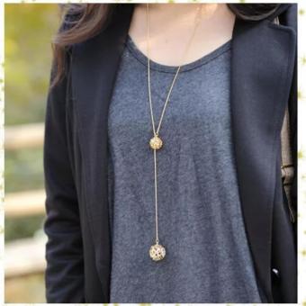 Amefurashi Kalung Korea 2 Bola Emas Hollow 2 Small Ball BeautyNecklace Pebruari 2019 - 5 Amefurashi Kalung Korea 2 Bola Emas Hollow 2 Small Ball BeautyNecklace - 5