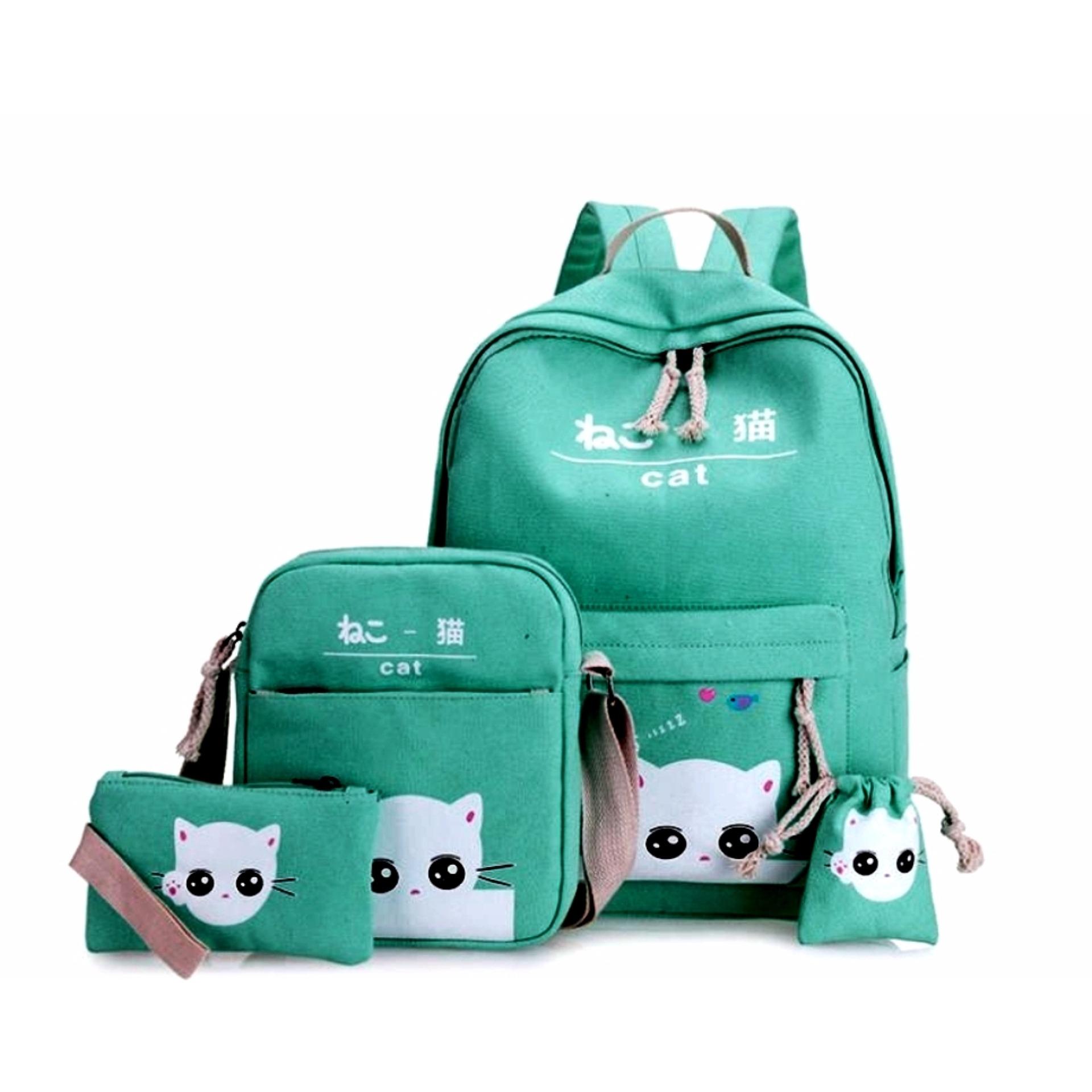 B A E WEAH Tas Sekolah Paket / Ransel Anak Pink 4 in 1 - TAS ANAK Multipungsi ( Black )