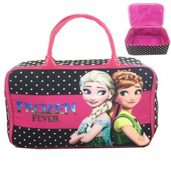 BGC Travel Bag Kanvas Frozen Fever Black Polkadot - Black Pink