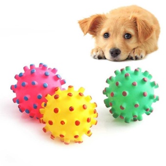 Gambar Bite resistant Squeaker Sound Chew Soft Rubber Small Thorn Ball Pet Dog Play   intl