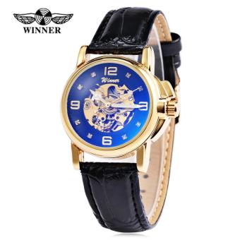 [BLACK] Winner H203 Female Auto Mechanical Watch Artificial Diamond Scales Wristwatch for Women - intl  