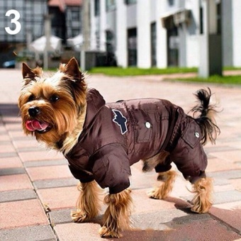 Gambar Bluelans(R) Puppy Dog Cat Winter Warm Patches Hooded Button Down Jacket Coat Pet Clothes M (Brown)   intl