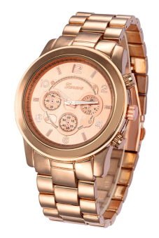 Bluelans® Unisex Platinum Stainless Steel Band Wrist Watch Rose-Golden  