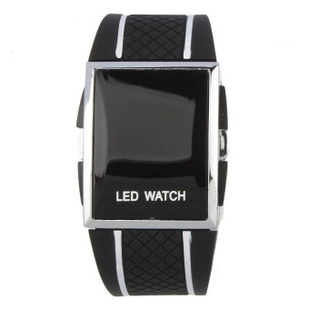 Boy Men Stylish LED Digital Date Silicone Band Sports Wrist Watch White - intl  