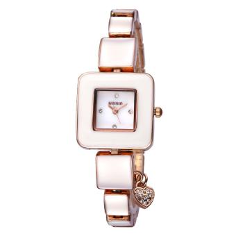 boyun WEIQIN Rhinestone Square Dial Gold Watch New Fashion Designer Women Luxury Brand Watches Quartz Movt Ladies Dress Wrist watch (gold white)  