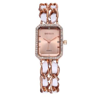 boyun WEIQIN Rose Gold White Crystal Chain Bangle Bracelet Watches Women 24 Hour Female Watch Fashion Brand Dress Lady Wristwatch 2016 (gold white coffee)  