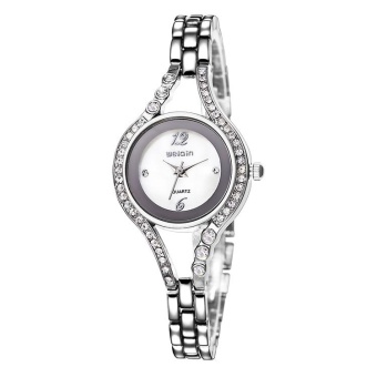 boyun WEIQIN Womens Brand Watches Fashion 24 Hour Water Resistant Coffee Silver Crystal Rhinestone Bangle Bracelet Watch Ladies (silver white)  